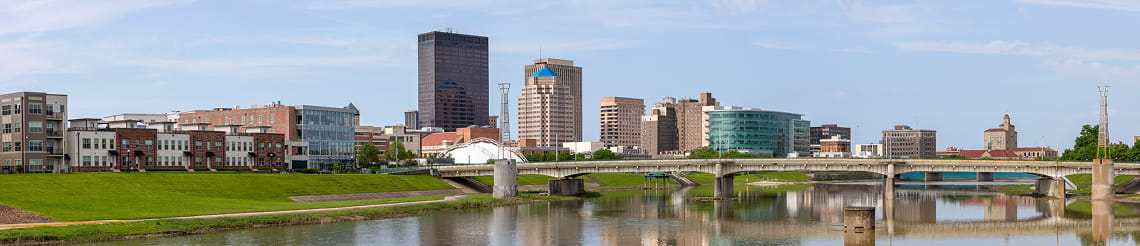 View of the Dayton, Ohio skyline.