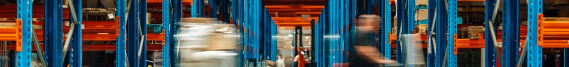 Dynamic view of forklift traffic within a warehouse racking system.