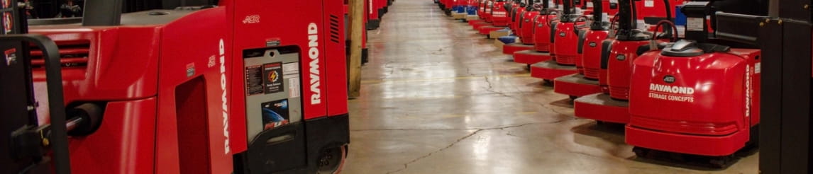 Raymond rental fleet of forklifts and pallet trucks at our Columbus, OH location.