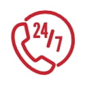 Icon: Phone next to 24/7