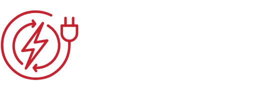 Energy lightning bolt in the center of a cycling circle with arrows. Another circle on the outside that ends in a plug.