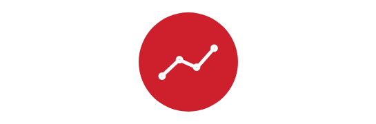 Icon: Red circle with a graph plot line trending upward in the middle.