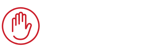 Icon: Hand with palm out in the middle of circle.