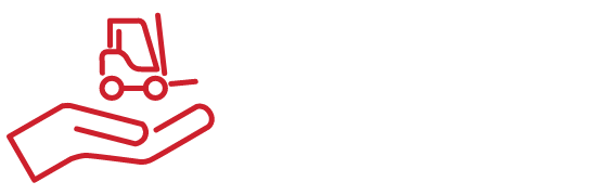 Icon: Hand palm up holding up a forklift
