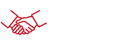 Icon: Red outline of two hands shaking