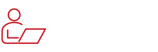 Icon: Person sitting in front of open laptop.