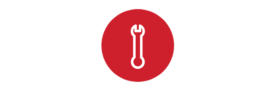 Icon: Red circle with wrench in the middle.