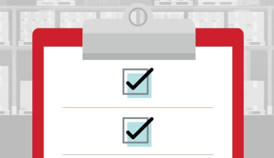 Red clipboard with checked off checkboxes.