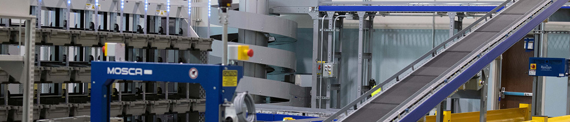 Bapist Health pharmaceutical distributor automated system with conveyors and sortation