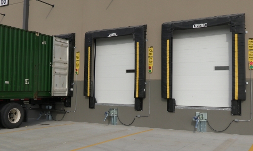 Exterior loading dock area with dock locks
