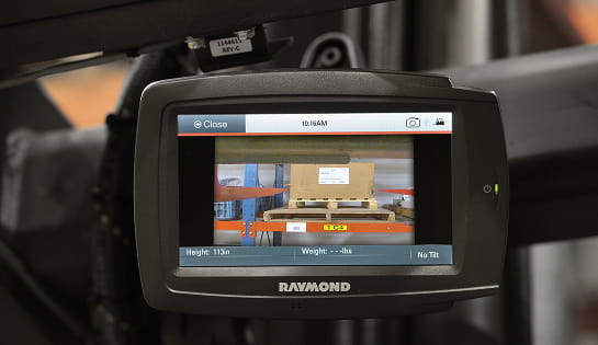 Monitor of a backup camera system for a forklift.
