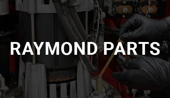 Technician checking oil and replacing Raymond certified parts with new during equipment maintenance