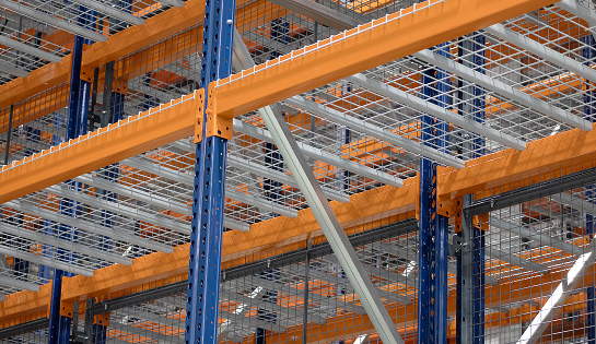 Racking supports with wire decking and backing for security and safety.