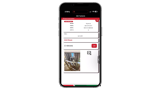 RSC TechLink service request submission on a mobile phone.